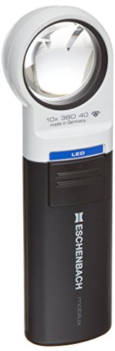 Eschenbach Optik 1511-3 Mobilux Aspheric LED Illuminated Hand Held Magnifier, 3.5x Magnification, 10 Diopter, 75mm x 50mm Lens Size - size: 3.5X Magnification, 75mm Length x 50mm Height Lens