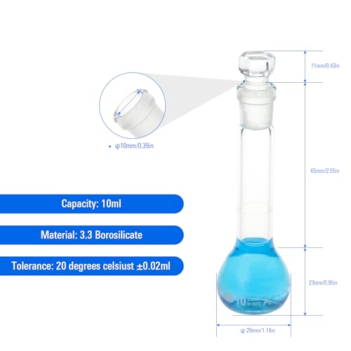 2PCS 10ML Volumetric Flask, Class A, Glass Stopper for Laboratory - color: Clear Glass, size: 10ML