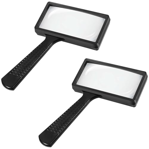 SenseYo 2 Pcs 5X Magnifying Glass Large Handheld Reading Magnifier with Scratch Resistant Glass Lens for Kids and Seniors Hobby Exploring Nature Exploration Scientific Activities - size: 2