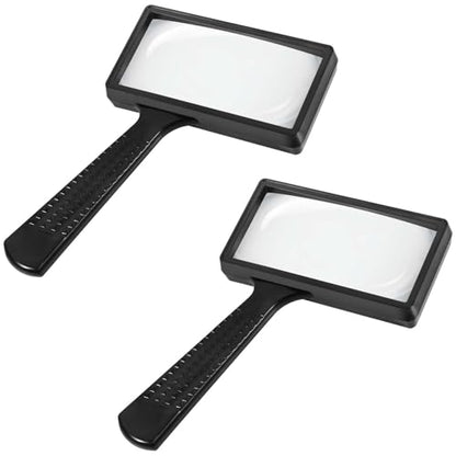 SenseYo 2 Pcs 5X Magnifying Glass Large Handheld Reading Magnifier with Scratch Resistant Glass Lens for Kids and Seniors Hobby Exploring Nature Exploration Scientific Activities - size: 2