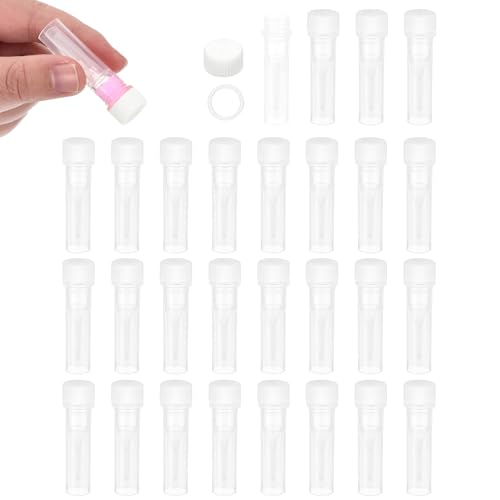 PATIKIL 0.5mL Plastic Cryogenic Vial, 28Pcs Cryogenic Storage Tube Lab Frozen Test Tube Container Storage Screw Cap for Lab Laboratory Science, White Clear - color: White, size: 0.5ml