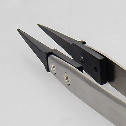 Utoolmart 5 pcs ESD-259A Precision Anti-Static Carbon Fiber Tweezers Stainless Steel Tweezers for Craft Jewelry Electronics - color: 5pcs, size: ESD-259A