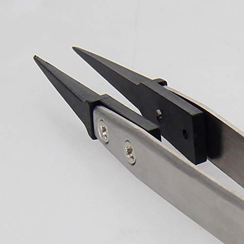 Utoolmart 3 pcs ESD-259A Precision Anti-Static Carbon Fiber Tweezers Stainless Steel Tweezers for Craft Jewelry Electronics - color: 3pcs, size: ESD-259A