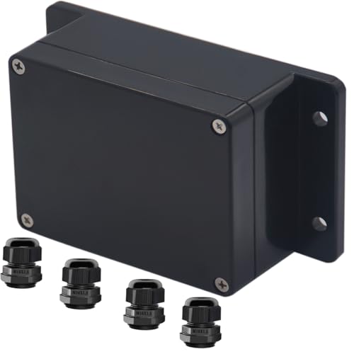 Project Box ABS Black Electrical Boxes IP65 Outdoor Waterproof Box Electronic Junction Box Fixed Ear Power Enclosure with Cable Glands for DIY Project 4.53 x 3.54 x 2.17 inch (115x90x55mm) - size: 4.53"x3.54"x2.17"