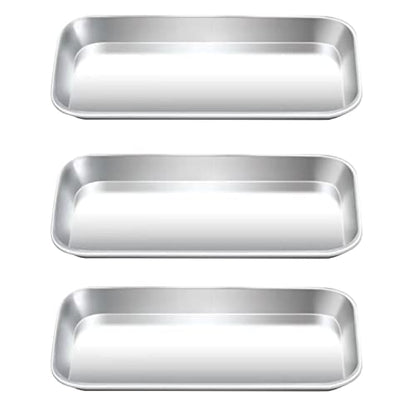 Yzurbu 3pcs Metal Tray, Stainless Steel Tray for Tattoo Supplies, Resin, Bathroom, Lab Instrument - size: 3pcs