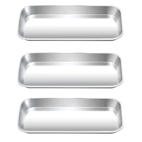 Yzurbu 3pcs Metal Tray, Stainless Steel Tray for Tattoo Supplies, Resin, Bathroom, Lab Instrument - size: 3pcs