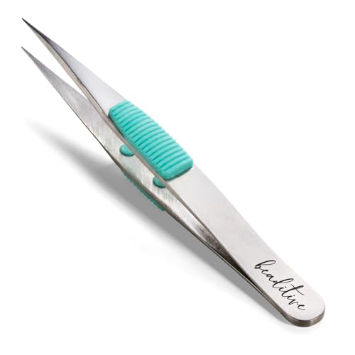 Beaditive High Precision Heavy-Duty Tweezers With Cushion - 4.7" Craft Tweezers for Sewing, Beading & DIY Crafts - Non-Serrated, Fine Point Tips - Stainless Steel Needle Nose Hobby Tweezers (Teal) - color: Teal