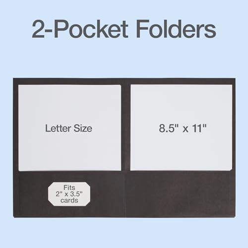 Oxford 2 Pocket Folders, 50 Pack, Black, School & Classroom Value Pack - color: Black