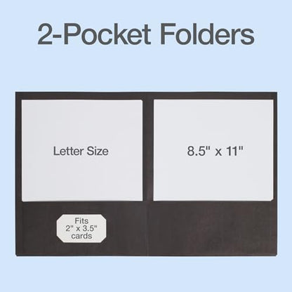 Oxford 2 Pocket Folders, 50 Pack, Black, School & Classroom Value Pack - color: Black