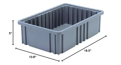 Quantum Storage DG92050 Dividable Grid Heavy Duty Part Organizer Bins - 16-1/2" x 10-7/8" x 5" - 12 Pack - color: Gray
