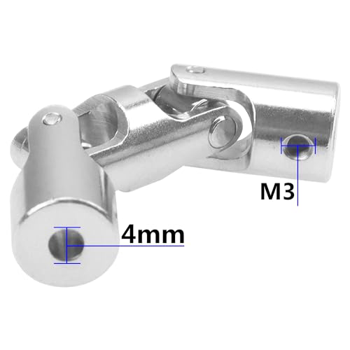 2Pcs Vgoohobby 4mm/5mm/6mm RC Boat Shaft Coupler 3 Section U Joint Coupling for RC Car Boat Robotics DIY (4mm to 4mm) - size: 4mm-4mm