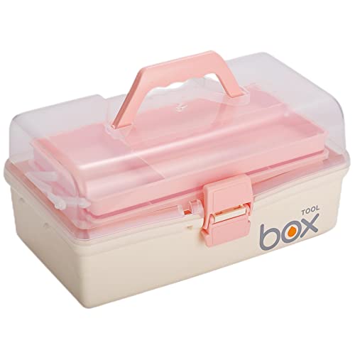 Kinsorcai 12'' Three-Layer Clear Plastic Storage Box/Tool Box, Multipurpose Organizer and Portable Handled Storage Case for Art Craft and Cosmetic (White) - color: white, size: 1PCS