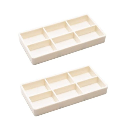 AmeiCan Goods 2/Pcs Dental Autoclavable Cabiet Tay #20 Plastic 6 Compartment Organizer Tray to Organize disc, Wheels, Stones and ect. 8"L x 4"W x 1"H (White) - color: White