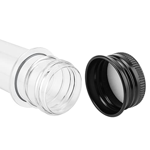 SEUNMUK 60 PCS 40ml Clear Plastic Test Tubes with Black Caps, 140 x 25 mm Clear Bath Salt Tubes, Test Tubes for Plants, Scientific Experiments, Candy Storage, Powders, Spices - color: Black Caps