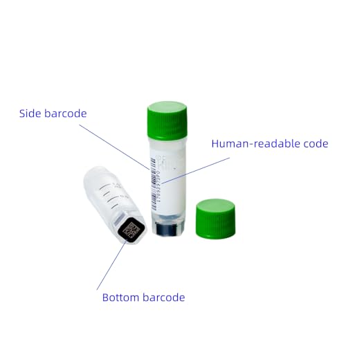 Multi-Coded Cryovials 1.0 ml, 500 Pcs, External Thread, White Caps - color: White, size: 1.0ml