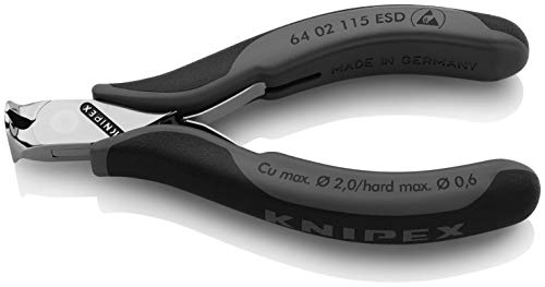 KNIPEX Tools - 64 02 115 ESD - Electronics End Cutting Nippers, ESD (6402115ESD)