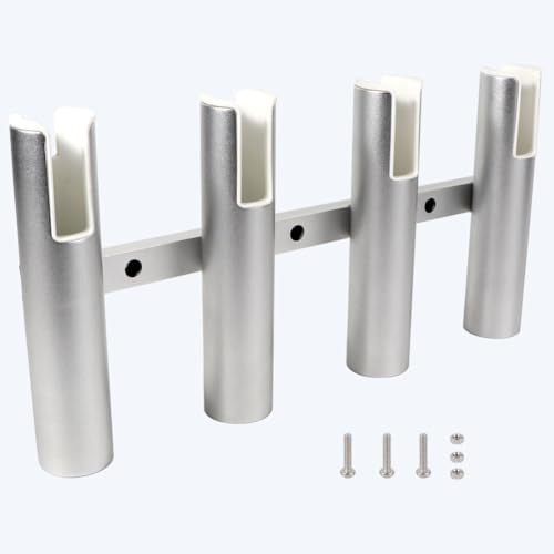 2PCS 4-Tube Aluminum Fishing Rod Holder for Boat, Wall-Mounted Fishing Pole Roof Rod Rack, Surf Fishing Rod Holder for Truck, Boats & Yacht - color: Silver