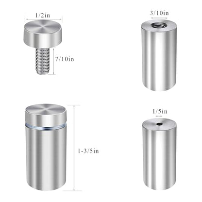 1/2 x 1 3/5 Inch Sign Standoffs Screw Mount Wall Standoff Hardware, 16 Pack - size: 1/2" x 1-3/5"