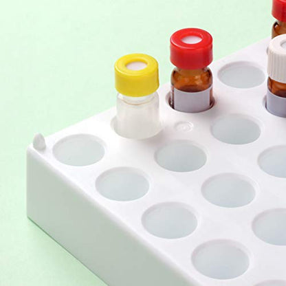 Ks-Tek 2Pcs Vial Rack,White Polypropylene(PP) Vial Holder for 2mL Autosample Vial with 50 Holds Diameter 12mm,Stackable Vial Racks,Centrifuge Tube Rack,Bottle Racks