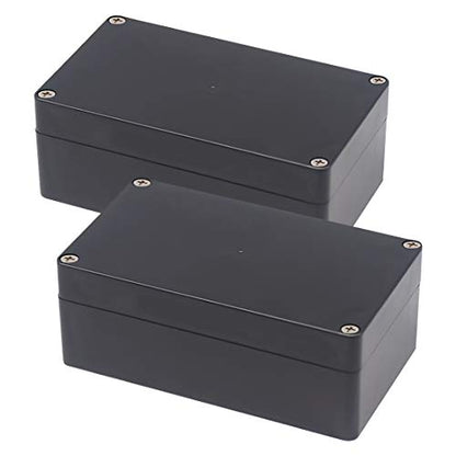 Junction Box, Zulkit Project Box IP65 Waterproof Outdoor Box ABS Plastic Electrical Boxes Electronic Enclosure Black 6.22 x 3.54 x 2.36 inch (158 x 90 x 60 mm)(Pack of 2) - size: 6.22'' x 3.54'' x 2.36''(Pack of 2)