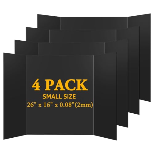 AKONEGE 4PCS Black Trifold Poster Board 26"x16" for Display & Presentation - color: Black, size: Medium-26 X 16 inches