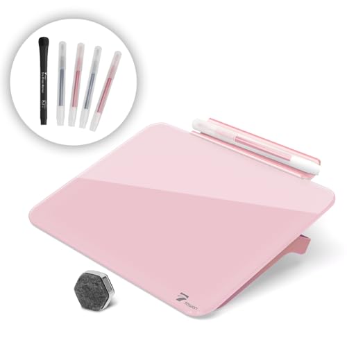 Pink Mini Desktop Pure Glass Whiteboard, Small Glass Dry-Erase Whiteboard - color: Pink