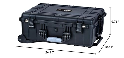 MEIJIA Portable Waterproof Protective Case, Hard Camera Case With Retractable Pull Handle And Rolling Wheels, Customizable Fit Foam Inserted, Elegant Black, 24.25 X19.41 X9.76 inche - size: 24.25 X19.41 X9.76 inches