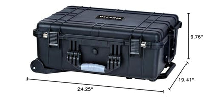 MEIJIA Portable Waterproof Protective Case, Hard Camera Case With Retractable Pull Handle And Rolling Wheels, Customizable Fit Foam Inserted, Elegant Black, 24.25 X19.41 X9.76 inche - size: 24.25 X19.41 X9.76 inches