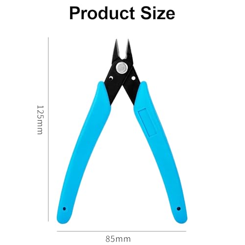 Micro Wire Cutters Precision Flush Cutter Pliers for Jewelry Making Electronics Craft 5 Inch Mini Side Cutting Nippers for Zip Ties Plastic Models and Hobby Projects Light Blue