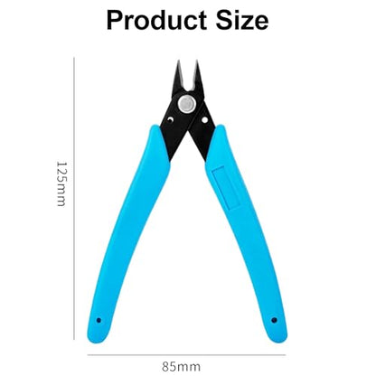 Micro Wire Cutters Precision Flush Cutter Pliers for Jewelry Making Electronics Craft 5 Inch Mini Side Cutting Nippers for Zip Ties Plastic Models and Hobby Projects Light Blue