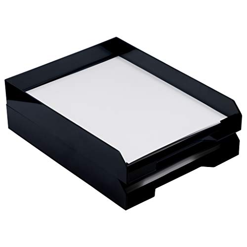 JAM PAPER Stackable Paper Trays - Black - Desktop Document, Letter, & File Organizer Tray - 2/Pack - color: Black, size: Pack of Two (2) Trays