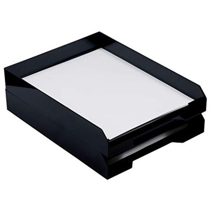 JAM PAPER Stackable Paper Trays - Black - Desktop Document, Letter, & File Organizer Tray - 2/Pack - color: Black, size: Pack of Two (2) Trays