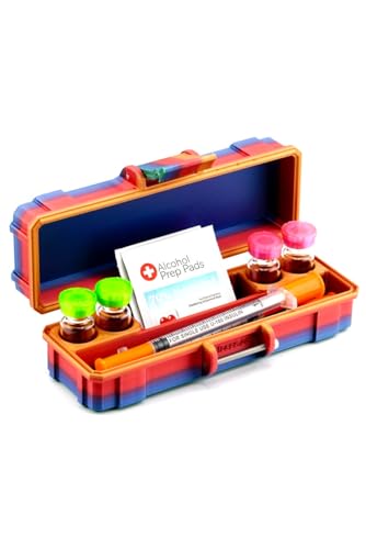 Vial Guard Storage Hard Case for 3ml, 5ml, 10ml, 30ml Vials, Secure Holder Multiple Sizes (Metalic, 4 x 3ml + Storage) - size: 4 x 3ml + Storage