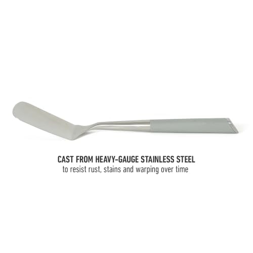 Calphalon Edge Solid Turner, Cooking Spatula, Kitchen Spatula, Stainless Steel Turner with Silicone Heat Resistance Handle, Nonstick-Safe Spatula with Ergonomic Handle (Taupe) - color: Taupe I, size: Turner