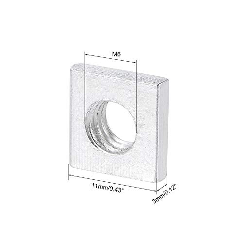 uxcell Square Nuts, M6x11mmx3mm Zinc-Plated Metric Coarse Thread Assortment Kit, 25 Pcs - size: M6x11mmx3mm
