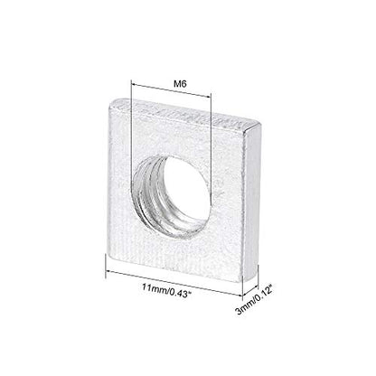 uxcell Square Nuts, M6x11mmx3mm Zinc-Plated Metric Coarse Thread Assortment Kit, 25 Pcs - size: M6x11mmx3mm