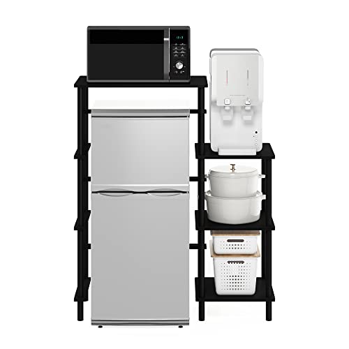 Furinno Turn-N-Tube Toolless 4-Tier Coffee Bar, Bakers Rack, Americano - color: Americano/Black, size: Fridge Space