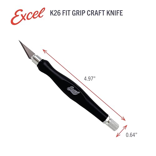 Excel Blades #11 Blade Fit Grip Craft Knife, Rubber Grip, Black - color: Black