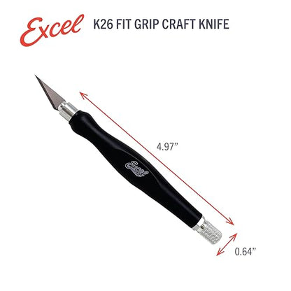 Excel Blades #11 Blade Fit Grip Craft Knife, Rubber Grip, Black - color: Black