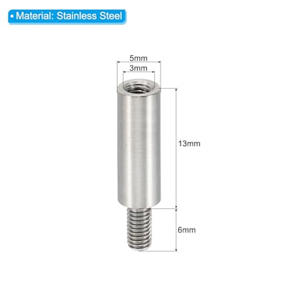 PATIKIL 24pcs M3 Standoffs, M3 13+6mm Spacer Standoffs Steel Threaded Standoffs Screws Kit 3mm ID 5mm OD Metric Male Female Thread Adapters for Circuit Board PCB RC Drones Motherboard - size: 13+6mm L