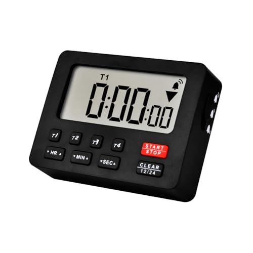 RQ-HM206 Digital Timer,Real-Clock Function, Chronograph Function,Placement Mode,Used for Cooking,Wake Up,Baby Feeding,Personal Fitness,Games,Meeting Time,etc (Black) - color: black
