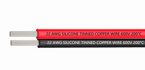 TUOFENG 22 AWG 2-Conductor Parallel Wire - Silicone Ribbon Cable, 15ft - size: 22 AWG 2 Parallel Silicone Wire - 15ft