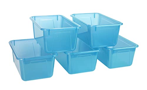 Storex Small Cubby Bin, 12.2 x 7.8 x 5.1 Inches, Candy Teal, 5-Pack (62480U05C) - color: Tint Teal, style: Bin Only