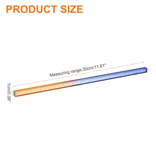 HARFINGTON Acrylic Clear Straight Rulers 30cm Metric,Blue-Orange - color: Blue-Oranger, size: 30cm