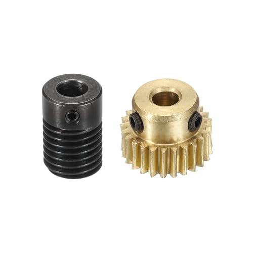 uxcell Worm Gear Set 25T 0.5 Mod 1:25 Brass Gear-4mmOD,1045 Steel Rod 6mmOD - size: Gear-4mm, Rod-6mm Bore, style: 0.5M-25T