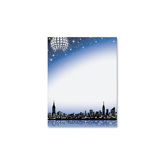 PaperDirect New Year's Eve Countdown Border Papers, Holiday Stationery with Starry Sky, Countdown Ball, NYC Silhouette and 2026 Theme, 8.5 x 11, Acid-Free, Ideal for Flyers, Invites, Cards, 25 Sheets - color: New Year's Eve Countdown