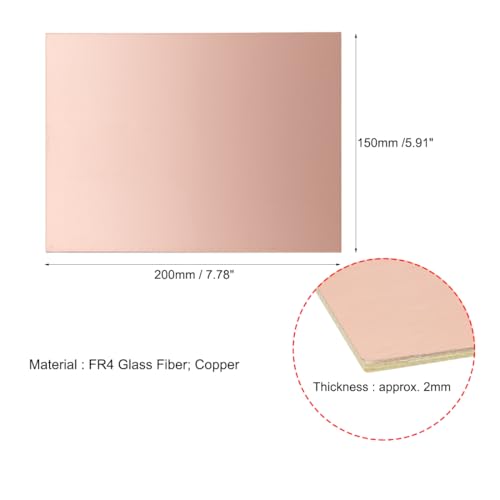 uxcell 2pcs 200x150mm Double Sided Copper Clad Laminate PCB Circuit Board FR4 2mm Thickness DIY Prototyping PCB Board - size: 200x150mmx2mm