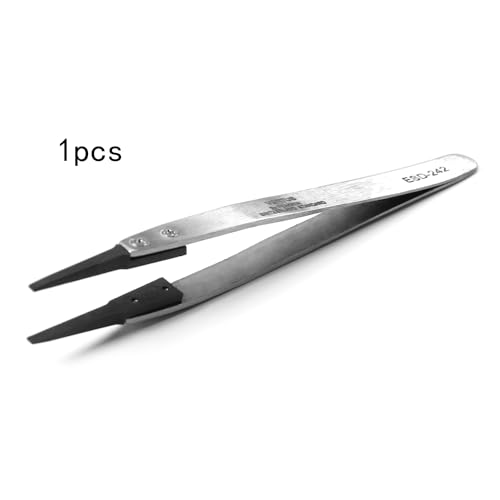 Utoolmart ESD-242 Precision Anti-Static Carbon Fiber Tweezers Stainless Steel Tweezers for Craft Jewelry Electronics - color: 1pcs, size: ESD-242