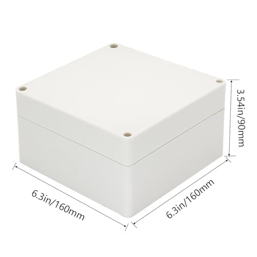 Project Box IP65 Waterproof Junction Box ABS Plastic Electrical Boxes DIY Electronic Project Case Power Enclosure White 6.30x6.30x3.54 inch (160 x 160 x90 mm) - color: White, size: 6.30"x6.30"x3.54"