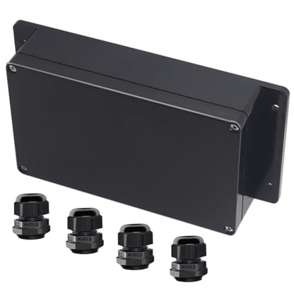 Project Box ABS Black Electrical Boxes IP65 Outdoor Waterproof Box Electronic Junction Box Fixed Ear Power Enclosure with Cable Glands for DIY Project 7.87 x 4.72 x 2.2 inch (200x120x56mm) - size: 7.87"x4.72"x2.2"
